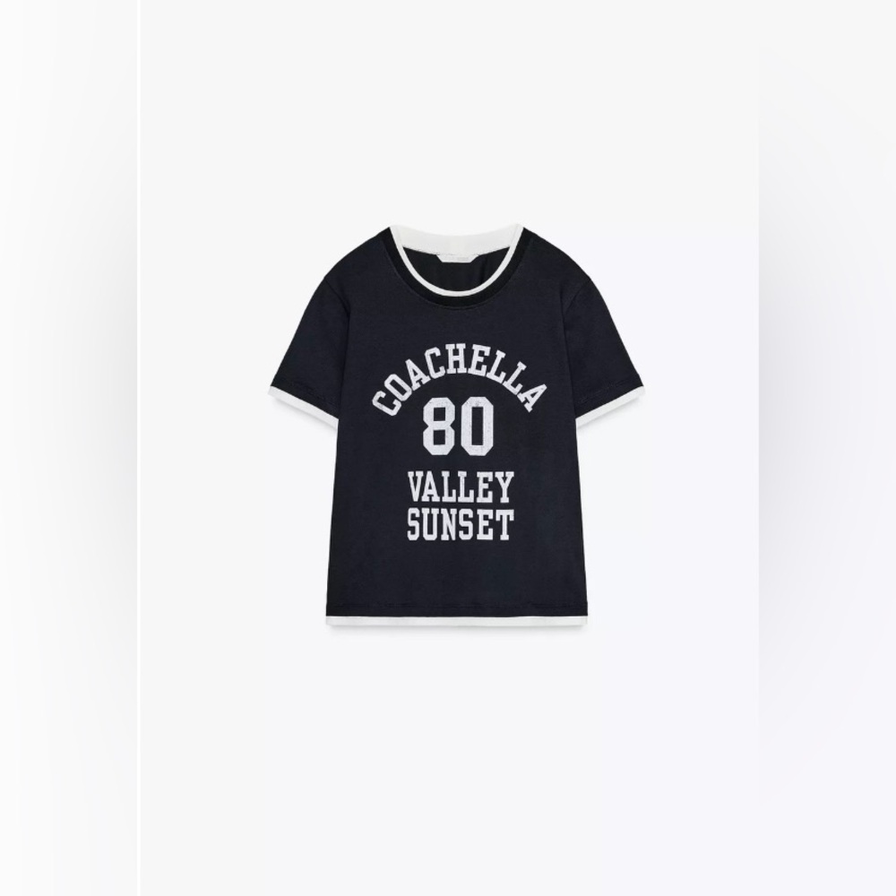 Zara Coachella Double Text Effect T shirt